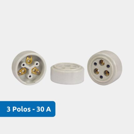 Tomada de Sobrepor de Porcelana com 3 Polos - 30A